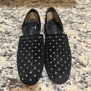 Matisse Constellation Star Suede Sequined Black Loafers 7.5